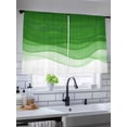 thumbnail image 5 of Sheer Curtains 45 Inch Length 2 Panels Set for Kitchen, Ombre Green Waves Semi Sheer Curtains for Windows, Abstract Art Gradient Modern Voile Window Treatments Rod Pocket Curtain, 5 of 7