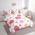thumbnail image 7 of jejeloiu Colorful Flower Bedding Comforter Set,7 Pieces,Cute Floral Full Bedding Set,Red Strawberry Fitted Sheet Flat Sheet For Girls Kids,Ultra Soft Bedroom Decorative Reversible, 7 of 7