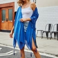 thumbnail image 2 of Rovga Women'S Swimwear Cover Ups Solid Color Long Sleeve Boho Bathing Suit Cover Ups Floral Kimono Print Cardigan Sheer Swimsuit Coverup Loose Casual Beach Resort Wear One Size Blue, 2 of 5