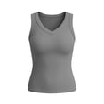 thumbnail image 7 of ThreadVibe Womens Plus Size Tank Tops V Neck Sleeveless Ribbed Tank Casual Basic Thick Strap Slim Fitted Racerback Shirts Cute Going Out Top,Business Casual Outfits, 7 of 7