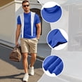 thumbnail image 6 of Men Mock Turtleneck Short Sleeve Tee Lightweight Silk-Like Slim Fit Basic Solid Casual Daily Wear Tops Royal Blue S, 6 of 7