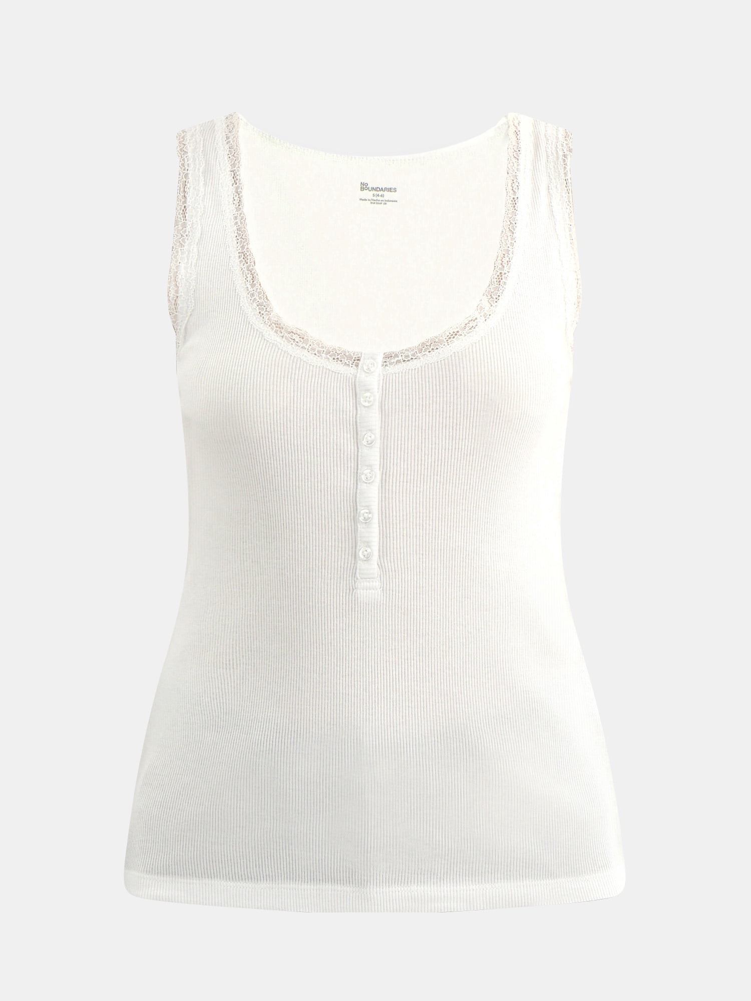 No Boundaries Lace Cotton Henley Tank, Women's