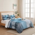 thumbnail image 5 of King Quilt Set 96''x106'', Teal Blue Lightweight Bedspread Coverlet Set with 2 Pillow Shams, Modern Oil Painting Abstract Ombre Geometric Breathable All Season Quilt Bedding for Bedroom/Guest Room, 5 of 9