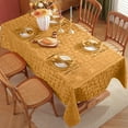 thumbnail image 2 of Tablecloth Rectangle 60 x 84 Inch Maple Leaves Jacquard Waterproof Washable Heavy Weight Damask Table Cloth, Plaid Table Cover for Fall, Thanksgiving, Autumn, Harvest, Party, Amber, 2 of 7