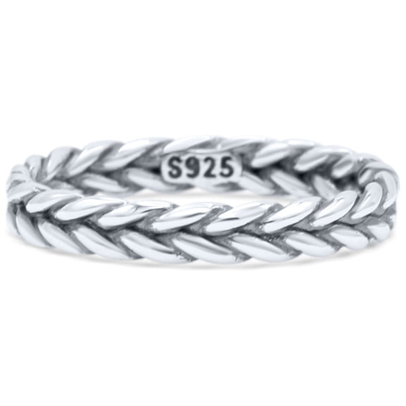 Unique Braided Celtic Criss Cross Weave Rope Knot Ring Band 925 Sterling Silver Size 4