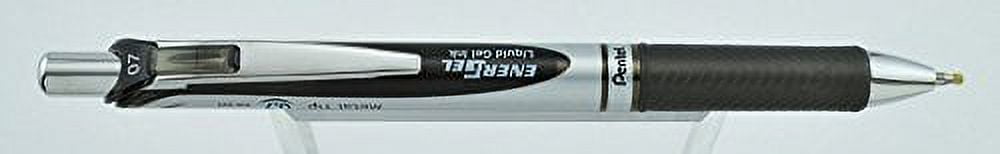 Pentel EnerGel RTX Deluxe Retractable Liquid Gel Pen, Fine .7mm Metal Tip, Black Ink, Silver Barrel (Bulk Lot of 25) (BL77-A)