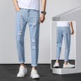 2022 New Men‘s Jeans Men‘s Trendy Brand Slim Fit Small Feet Korean