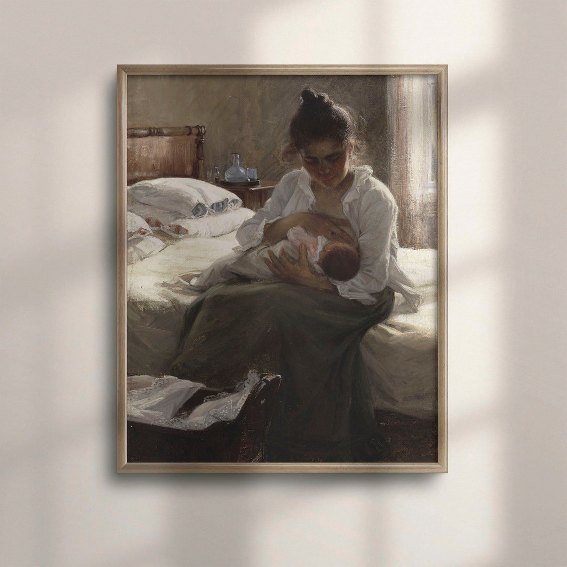 Mother And Child Portrait Wall Art Print Antique Farmhouse Decor