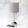thumbnail image 5 of Lámpara de mesa con pantalla de tela y enchufe de carga, Contemporáneo, , Gray and Brushed Steel Zefei Wu 9024735068532, 5 of 5