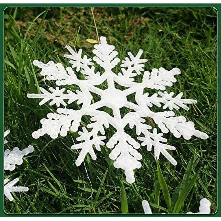 16 Pieces Large Snowflakes Ornaments 12'' Sparkling Christmas Glitter  Snowflake Decorations 5 Styles Outdoor Hanging Ornaments Xmas Holiday Yard  Tree