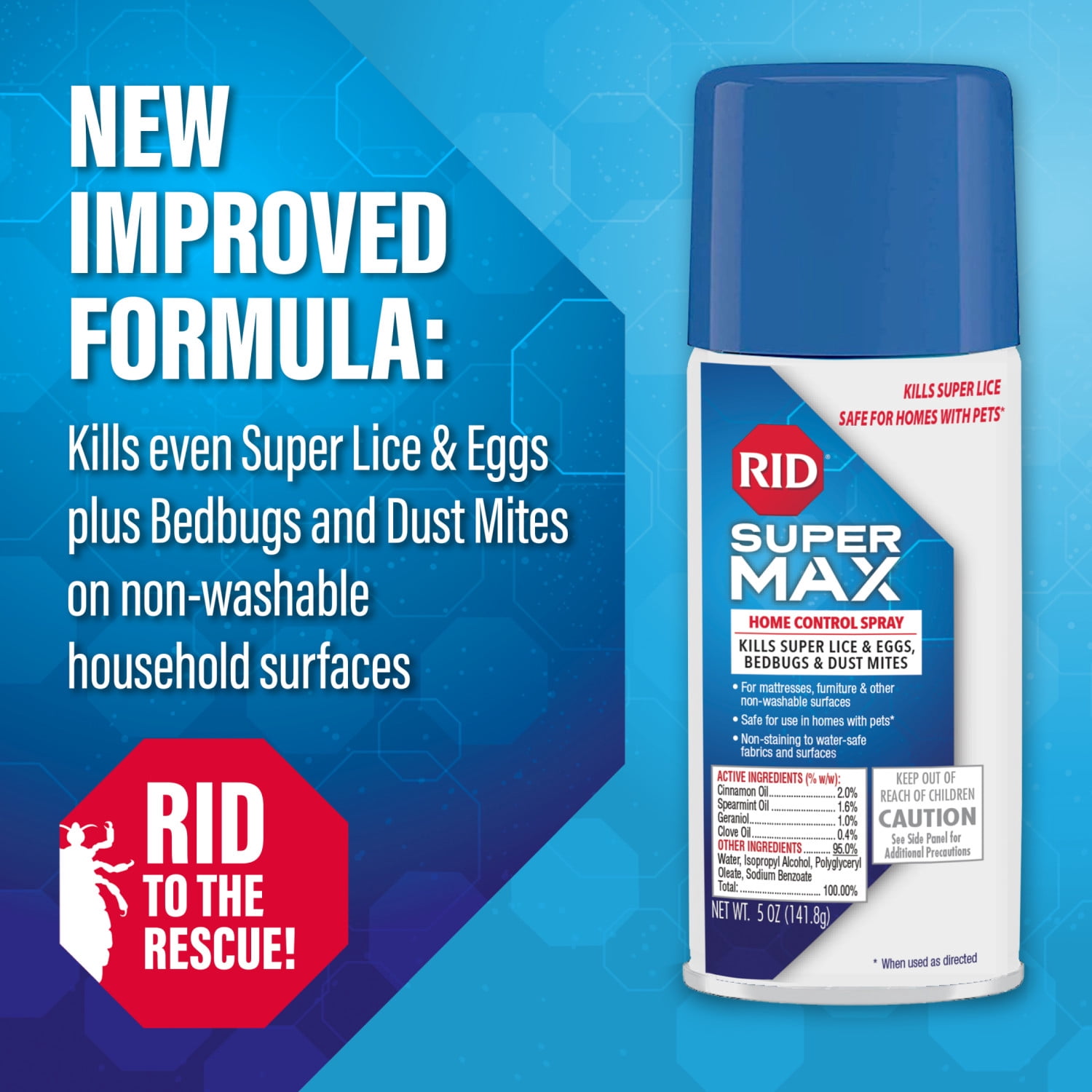 (2 pack) RID Super Max Home Lice Treatment Spray for Super Lice, Bedbugs and Dust Mites, 5 oz