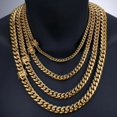 Men's Miami Cuban Link Chain/Bracelet Solid 18k Gold Plated Stainless