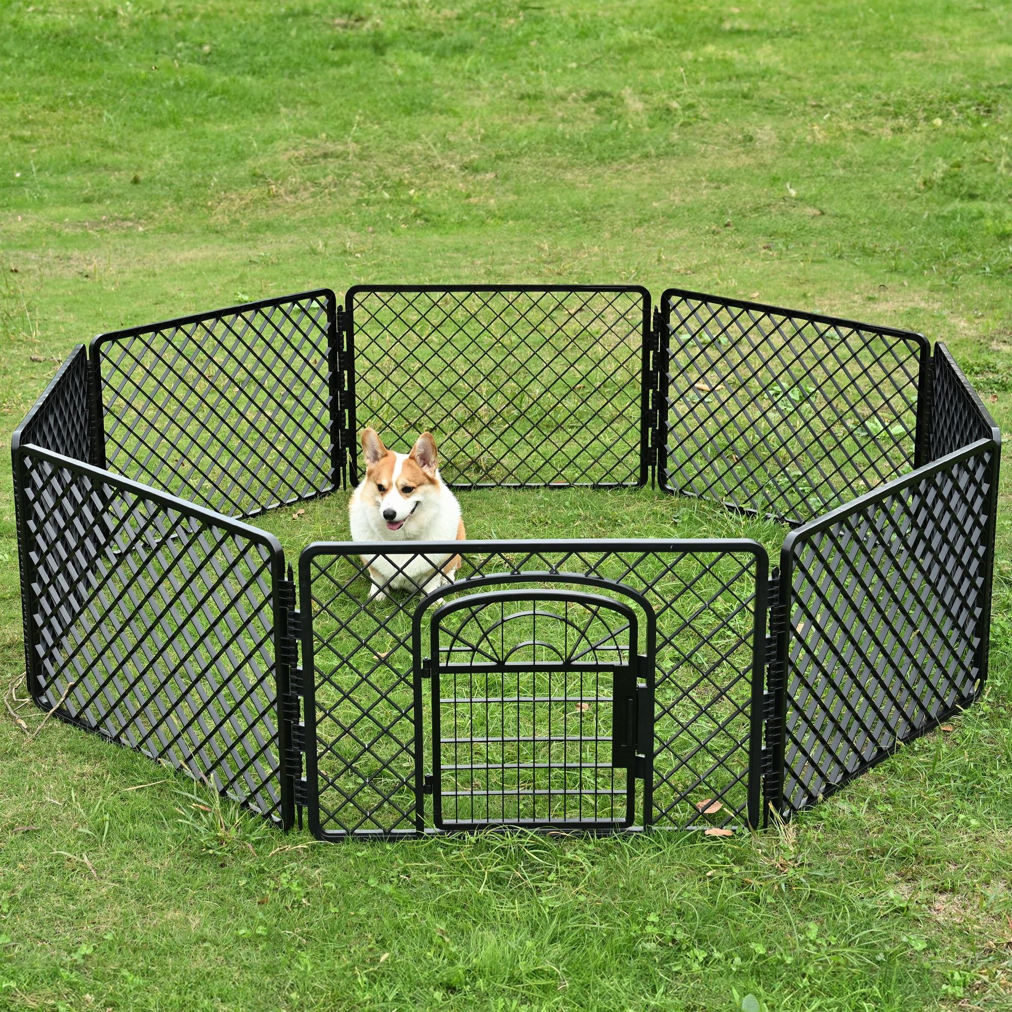 Vibrant Life 8-Panel Plastic Playpen for Dogs, Black 24"