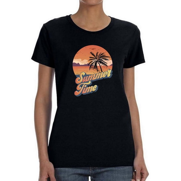 Summer Time Palm Shaped T-Shirt Women -Smartprints Designs, Female x-Large