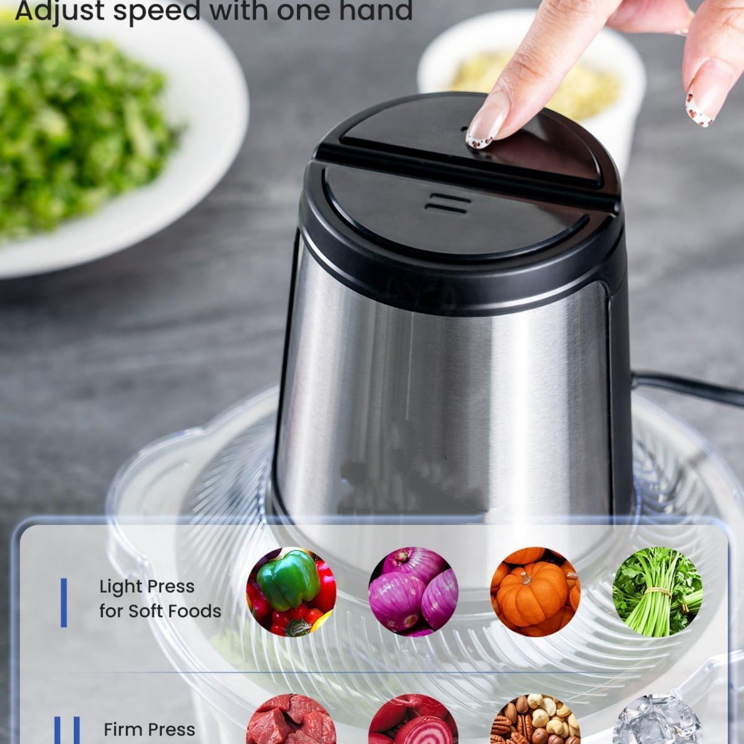 Food Processor Small, 6 Cup Food Chopper with Container, 1.5L 250W Electric Meat Grinder for Home Use, Stainless Steel Mini Food Processor for Kitchen, Vegetable, Onion, Garlic, Salad