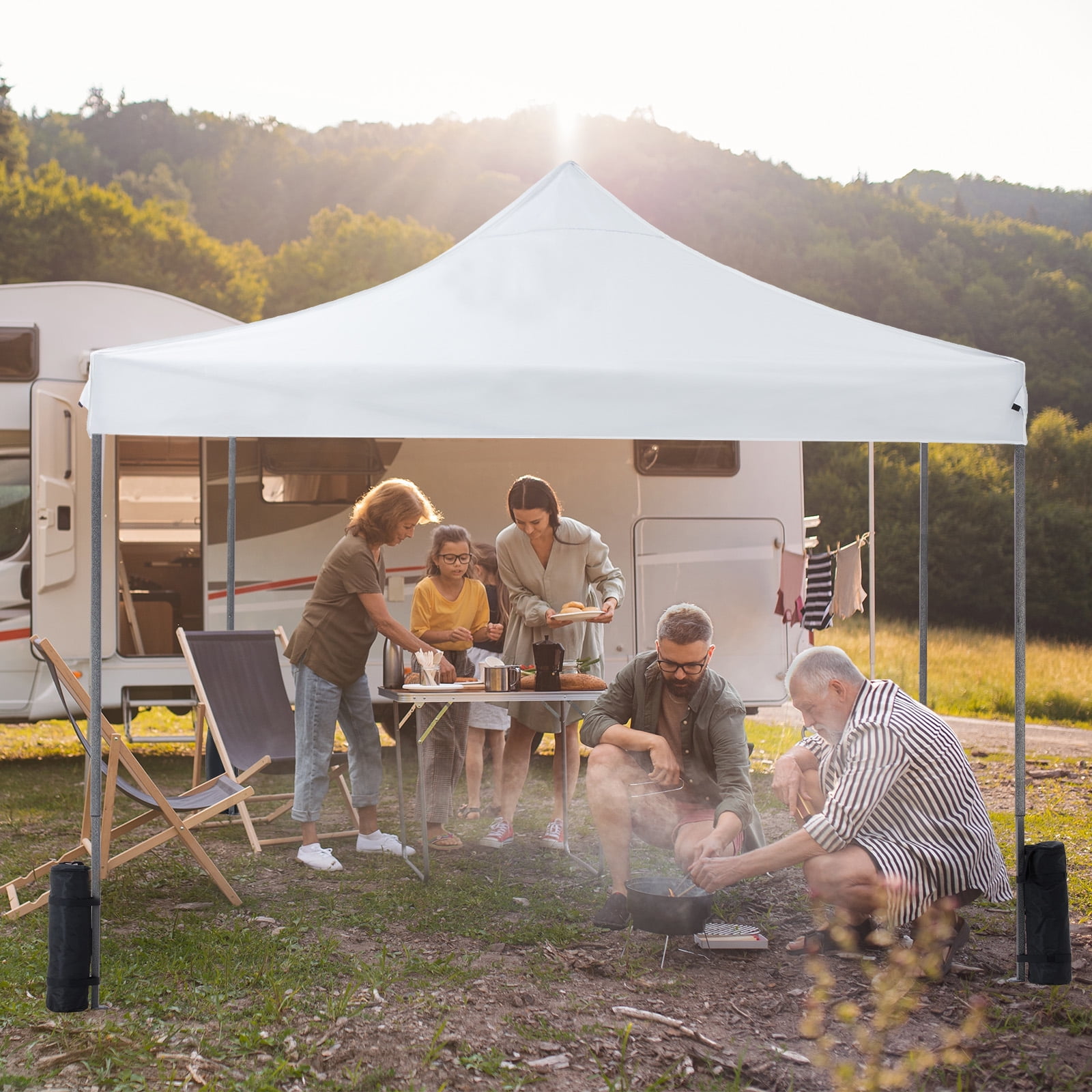 GIANNA 10x10 FT Pop Up Canopy Tent with Slant Legs and Carrying Bag, Easy Setup Outdoor Shelter for Patio, Garden, Beach, Bright White