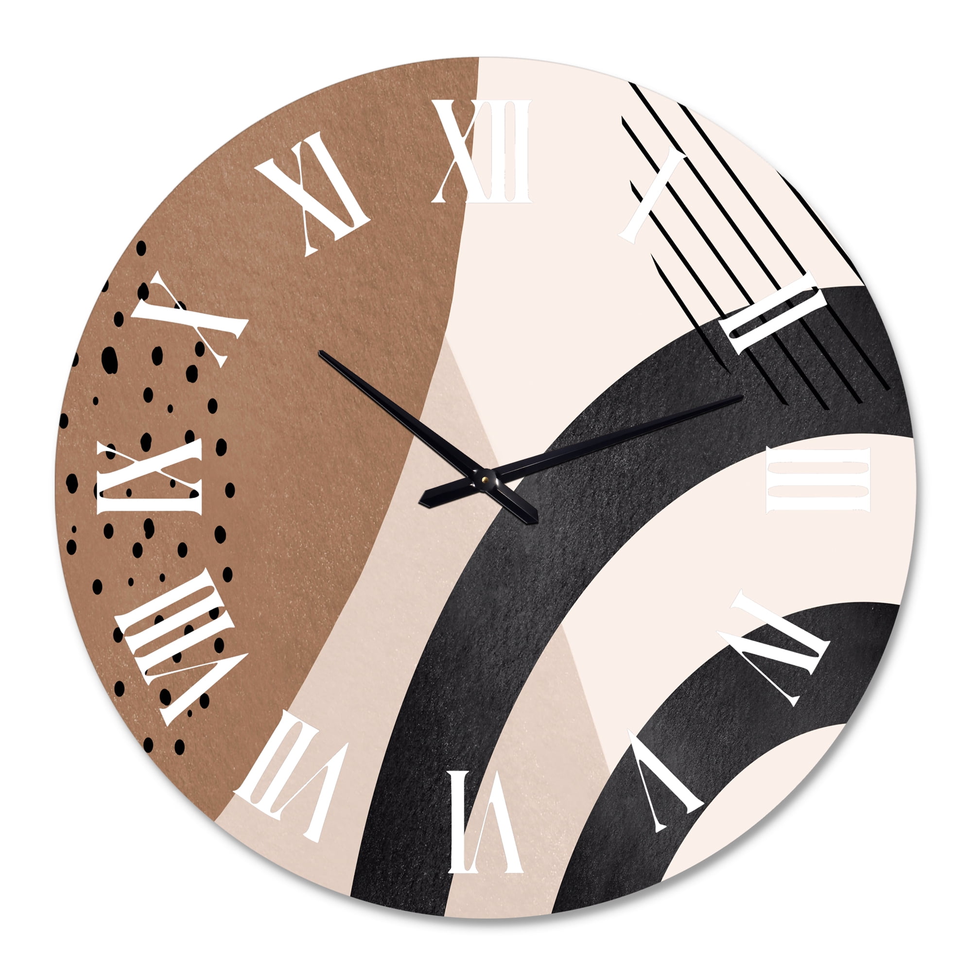 Designart 'Abstract Shapes In Terracotta And Ivory Shapes Iii' Modern Wall Clock
