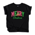 thumbnail image 5 of Ink Printed Image NOT a Yarn Patch - Trendy Faux Yarn Merry Christmas Graphic Shirt Black Shirt 5-6, 5 of 6