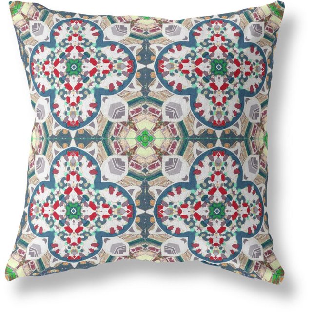 Clover Feuille Florale Intérieur/extérieur Tissu Oreiller avec Zip en Vert Rouge Blanc18x18