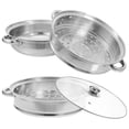 thumbnail image 4 of Shisuyan 1 Set Stainless Steel Steaming Pot 3-Tier Kitchen Cooking Steaming Pot Cookware, 4 of 8