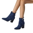 thumbnail image 3 of Bottes à Talon Épais en Daim Carré Chaussures pour Femmes Filles, 3 of 4