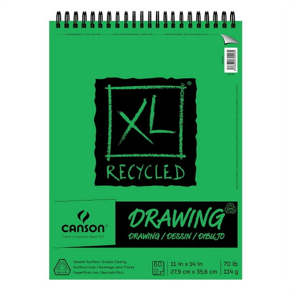 Canson XL Recycled 11" x 14" Drawing Sketch Pad 60 Sheets/Pad 2/Pack (96474-PK2)