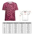 thumbnail image 2 of Leopard Print Pattern Womens Tops Women's Fashion Casual Short Sleeve Flower Print Round Neck Pullover Top Blouse, 2 of 6