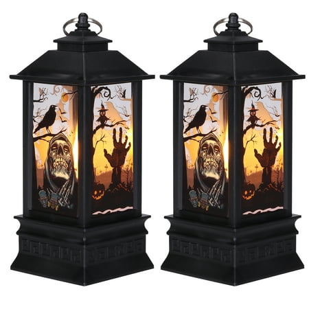

YouLoveIt Halloween LED Lantern Wind Light Hanging Vintage Night Light Decor Wind Lamp for Party Atmosphere Decor for Halloween Home Indoor Decor Witch/Ghost hand/Pumpkin/Castle