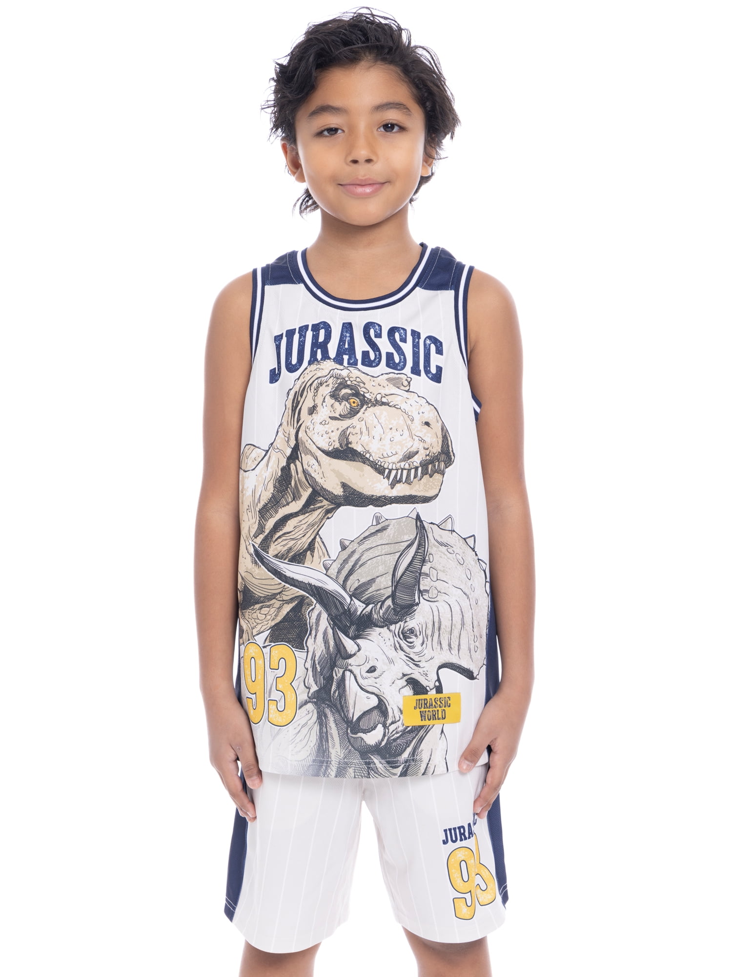 Jurassic World Boys Character Graphic Basketball Jersey and Shorts Set, 2-Piece, Sizes 4-12