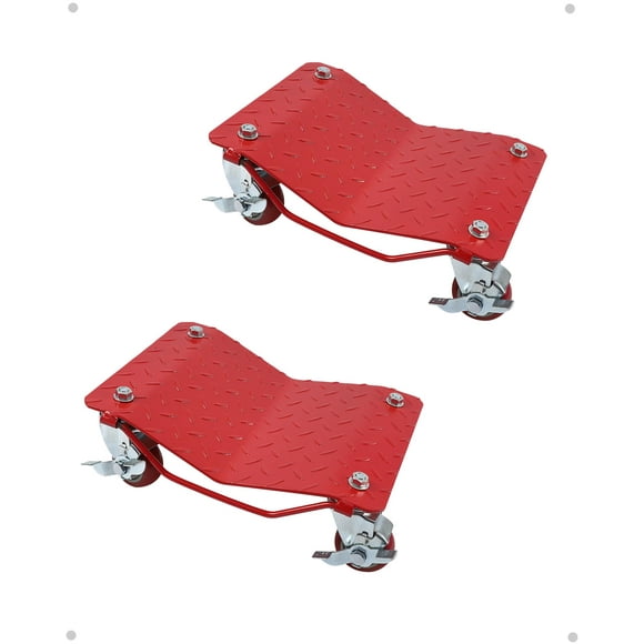 Car Dolly Set of 2, 3000LBS Capacity Wheel Heavy Duty Tire Cart Moving Cars, Vehicle Dolly with 360° Rotational Wheel, Red