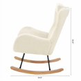 thumbnail image 6 of Nursery Rocking Chair with Rubber Wood Legs, Teddy Fabric Glider Rocker Chair with Metal Frame, Accent Arm Chair for Living Room, Bedroom, Dorm, Beige, 6 of 7