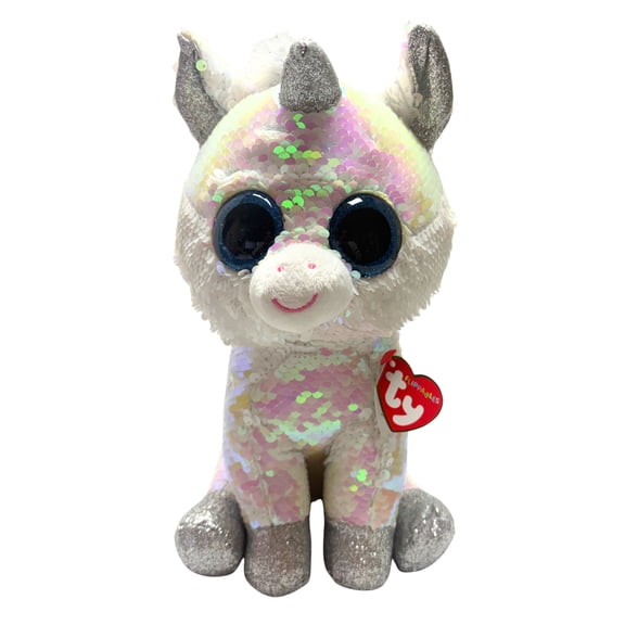 Ty Flippables Sequin Plush - Diamond the White Unicorn  – Medium (10")  - Stuffed Animal