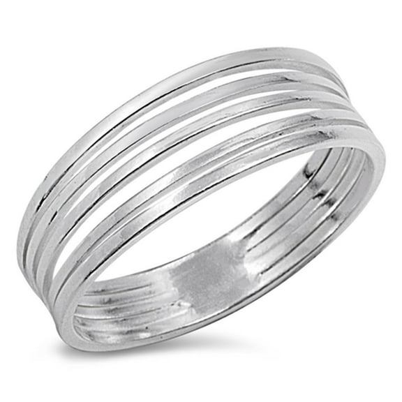 Women's Bar Line Ring .925 Sterling Silver Band Jewelry Female Male Unisex Size 6