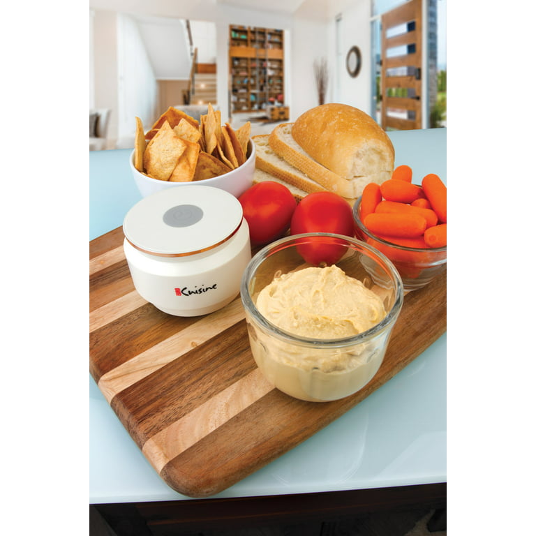 Euro Cuisine MCW30WH Mini Cordless/Rechargeable Chopper with USB Cord & Glass Bowl - White