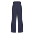 thumbnail image 5 of Flmaly vacation outfits for women High Waistband Women's Cotton Linen Pants Solid Color Drawstring Casual Wide Leg Long Pants Casual Trousers Pocket Vacation Outfits, 5 of 5