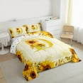thumbnail image 3 of jejeloiu Personalized Letter D Queen Comforter Set,Gold Monogrammed Theme Bedding Sets,Sunflower Floral Flower Bedding Comforter Set For Girl Teens,Ultra Soft Bedroom Decor Reversible,3-Piece, 3 of 8
