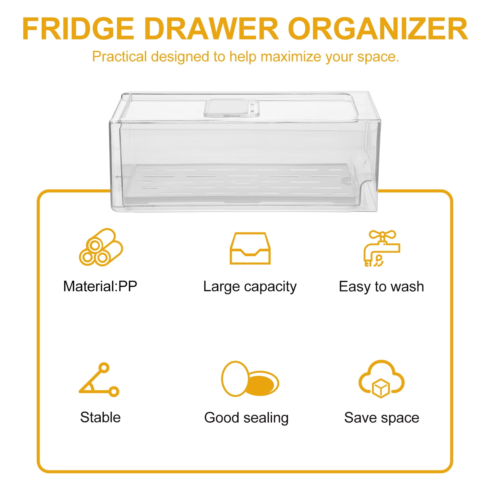 Fridge Refrigerator Storage Drawers Organizer Bins Replacement for Crisper Cheese Container Pp