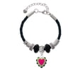 thumbnail image 2 of Delight Jewelry Silvertone Hot Pink & Silvertone Lime Green Heart with Black Ruffles Big Sister Celtic Knot Leather Bead Bracelet, 7"+2" Extender, 2 of 4