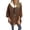 Dark Brown XL, variant on Fall Winter Women Jacket Loose Stand Collar Colorblock Zipper Closure Three-quarter Horn Sleeves Mid Length Casual Daily Wear Jacket