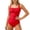 Red, variant on Elara Women's One-Piece Swimsuit Folding Design Tummy Control Cutout High Waisted Bathing Suit