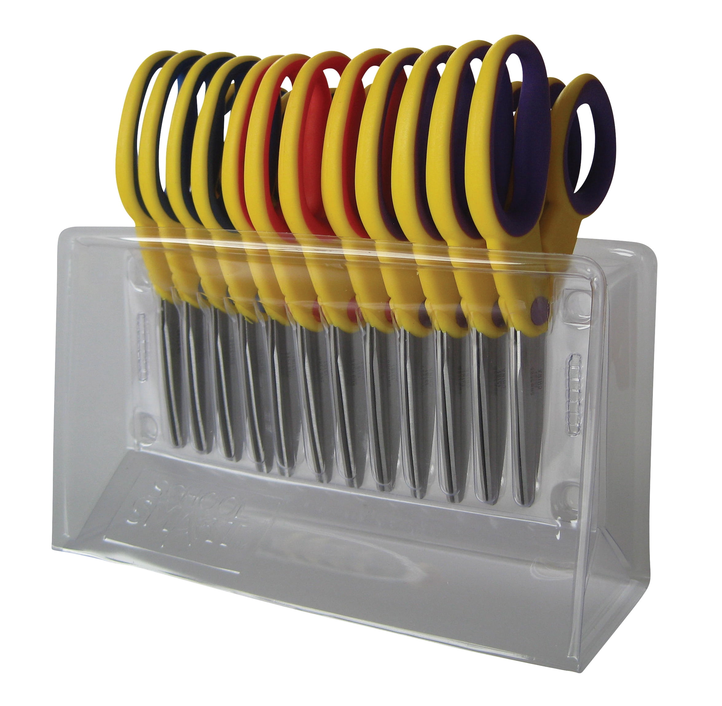 School Smart Blunt Tip Kid's Scissor with Rack, 5 Inch, Assorted Colors, Pack of 12
