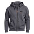 thumbnail image 5 of Hvogkswy Zip Up Jackets for Men Solid Color Long Sleeve Drawstring Hooded Jacket Fall Casual Multi Pockets Hoodie Tops, 5 of 6
