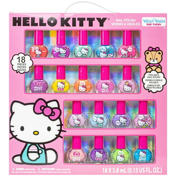 Hello Kitty - Townley Girl Non-Toxic, Water-Based, Peel-Off Nail Polish Set for Girls, Ages 3