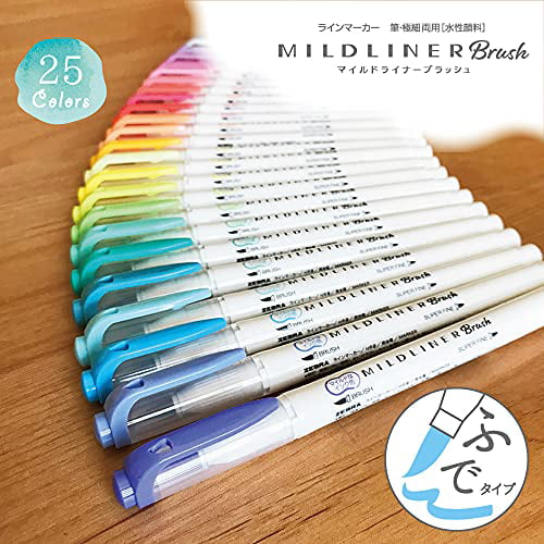 Zebra Highlighter Mildliner Brush, 5 Friendly Color Set (WFT8-N-5C)