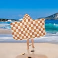thumbnail image 2 of Yayeee Kids Hooded Towel with Hand Pockets Beach Soft Absorbent Bath Wrap 50 x 23.5 inch, Rusty Orange Plaid, 2 of 5