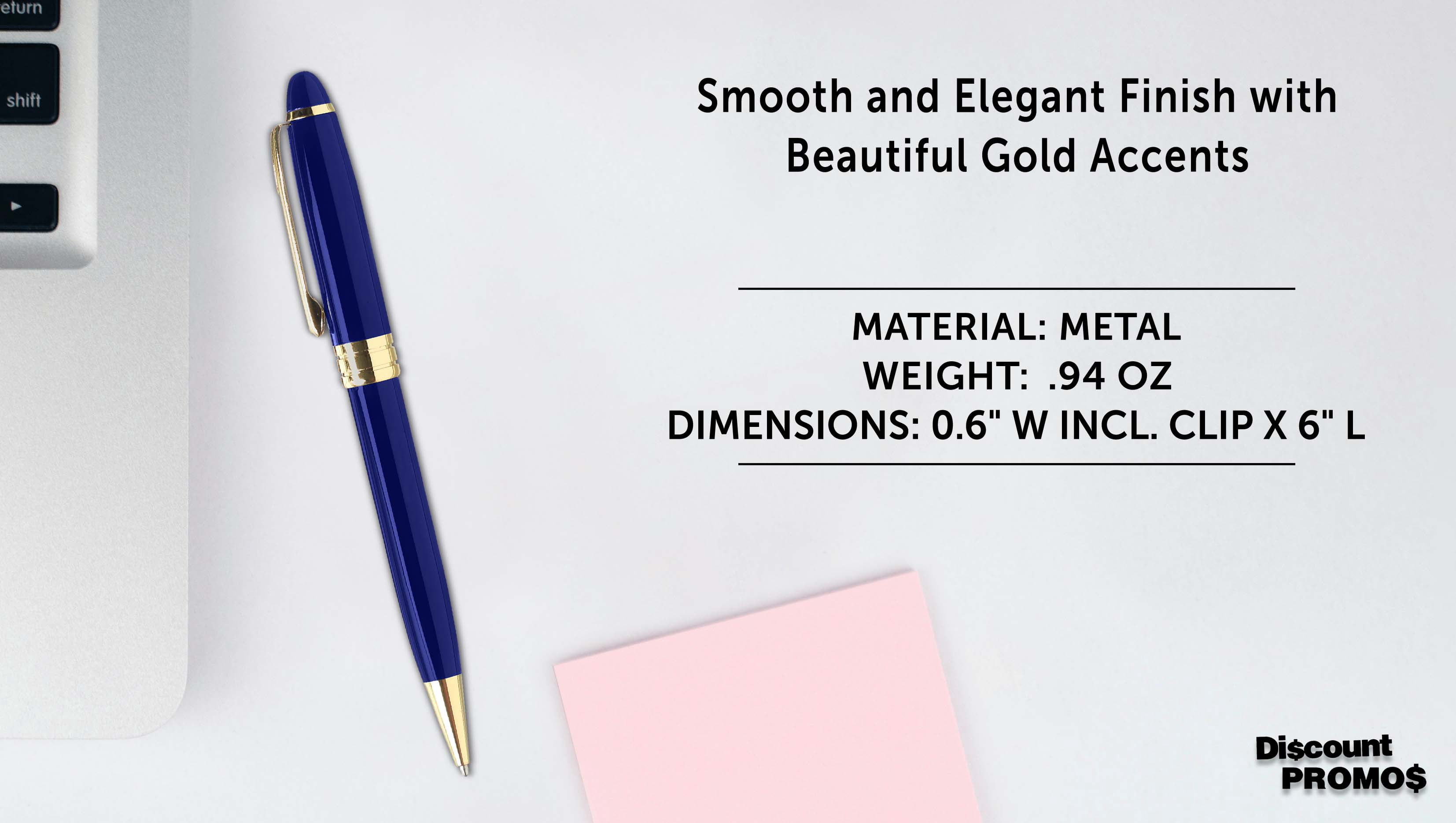 10 Ultra Executive Pens Pack - Twist To Write, Gold Accent - Blue
