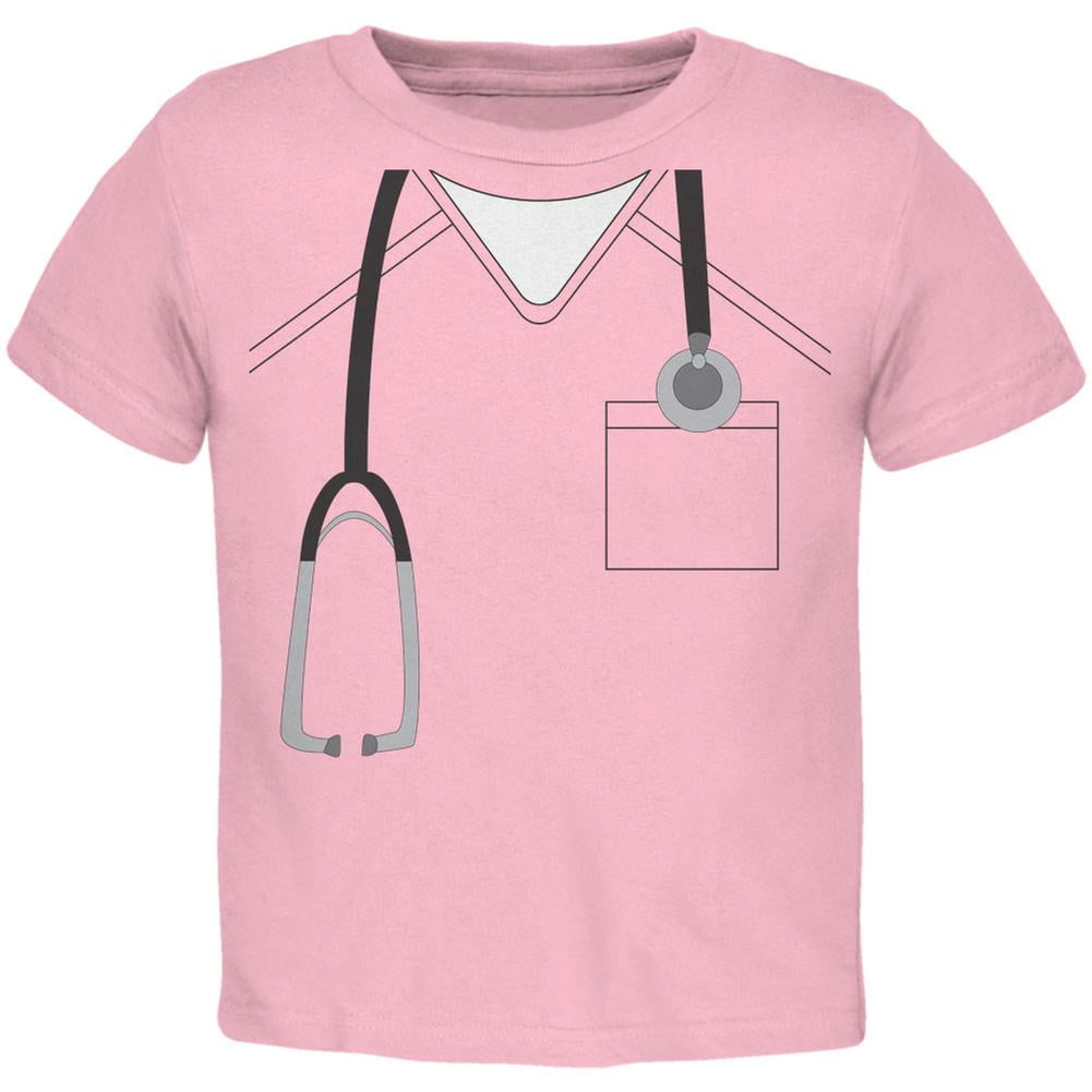 Old Glory Halloween Doctor Scrubs Costume Light Pink Toddler TShirt