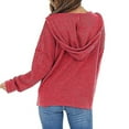 thumbnail image 4 of Baberdicy Cardigan Sweater Ladies Drawstring Hooded Solid Color Zipper Long Sleeve Cardigan Women's Cardigans Red, 4 of 4