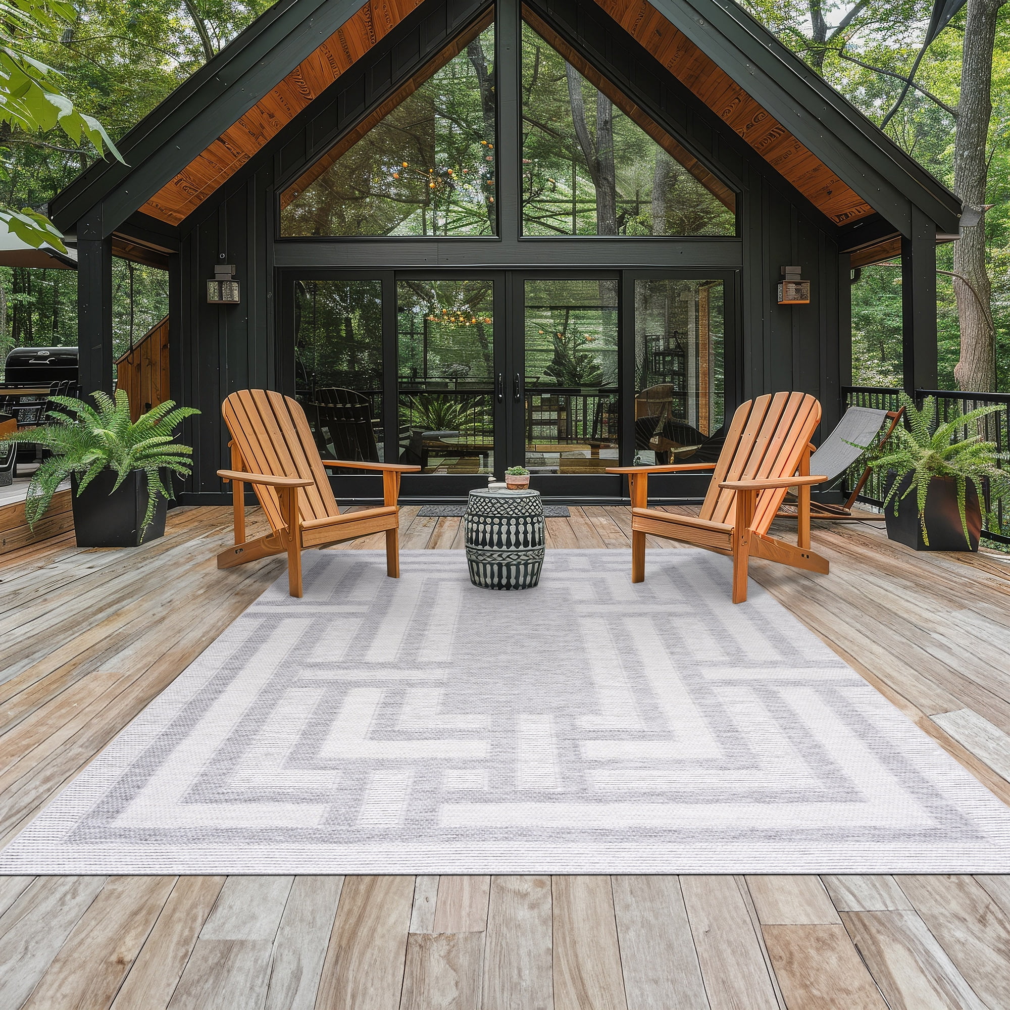 Bliss Rugs Bailey Transitional 2' x 7' Gray and White Indoor Outdoor Area Rug