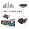 thumbnail image 3 of FVH Single Port USB 3.1 Type C USB-C Female to USB 2.0 Motherboard 9pin 10pin Header Cable 20cm with Bracket, 3 of 8